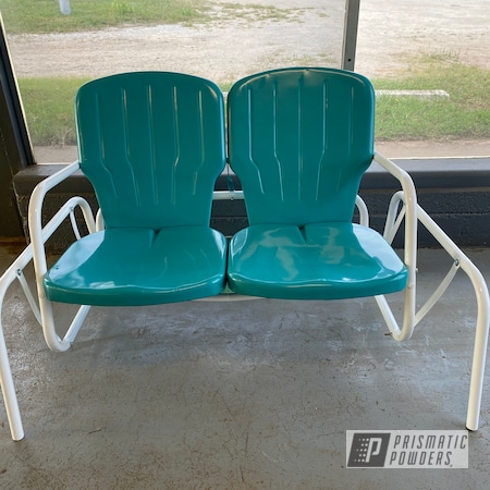 Powder Coating: Lawn Chair,Gloss White PSS-5690,Chairs,Glider Chair,Glider,Furniture,NATIVE TURQUOISE PSS-2791