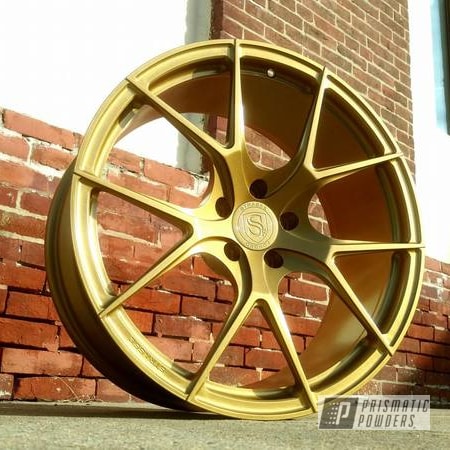 Powder Coating: Goldtastic PMB-6625,Two Stage Application,Automotive,Soft Clear PPS-1334,Custom Wheels,Wheels