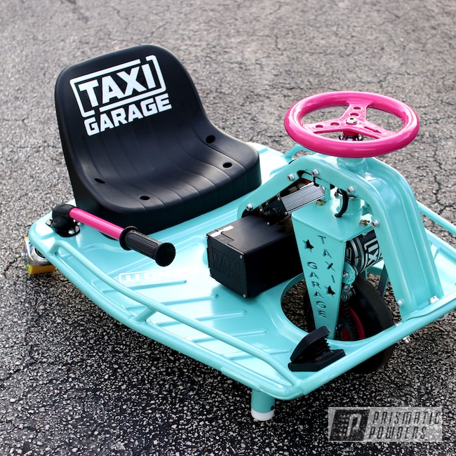 Powder Coated Taxi Garage Crazy Cart in Passion Pink and Pearled Turquoise
