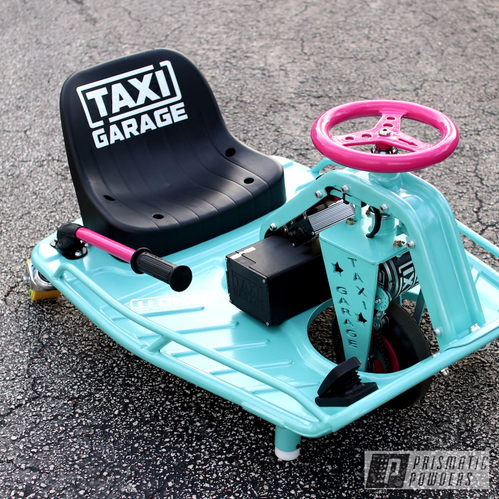 Powder Coated Taxi Garage Crazy Cart in Passion Pink and Pearled Turquoise