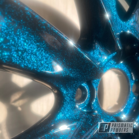 Powder Coating: Wheels,Rims,Ink Black PSS-0106,17" Wheels,Magnum Blue Sparkle PPB-5078