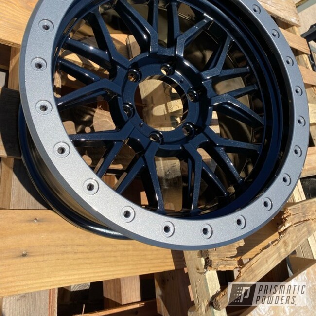 Powder Coated Two Tone Wheels In Ppb-5939, Uss-2603 And Pms-2569