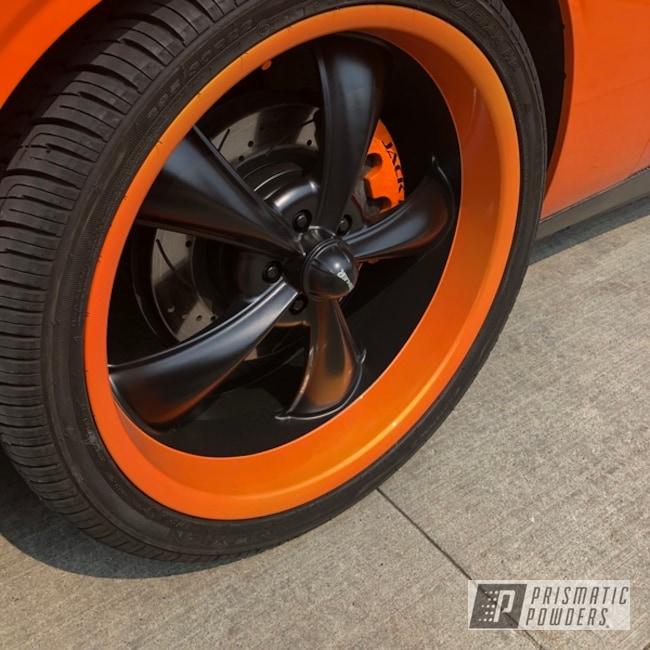 Powder Coated Dodge Challenger Wheels In Pps-2974 And Pms-4620