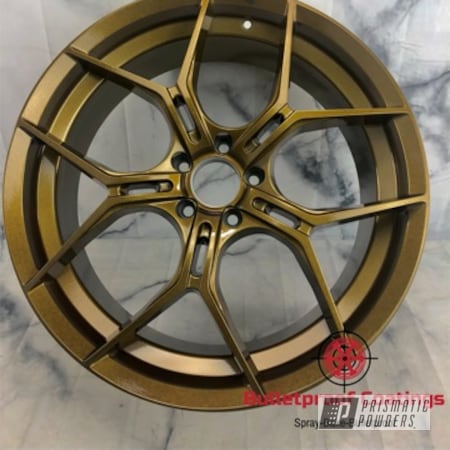 Powder Coating: Wheels,BMW,22",2 stage,X6,Aluminum Wheels,Bronze,2 Color Application,Rims,2 Stage Application,sparkle,Grain,Alien Silver PMS-2569,Monaco Copper PPB-4520,Gold