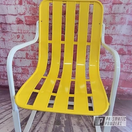 Powder Coating: Vintage Chairs,Patio Chairs,Chairs,2 Tone,Vintage Lawn Chairs,Outdoor Chairs,RAL 1018 Zinc Yellow,Gloss White PSS-5690,Outdoor Patio Furniture,Furniture