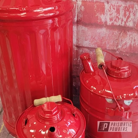 Powder Coating: Vintage Cans,RAL 3002 Carmine Red,Gas Cans,Oil Cans,Vintage,Vintage Metal Cans