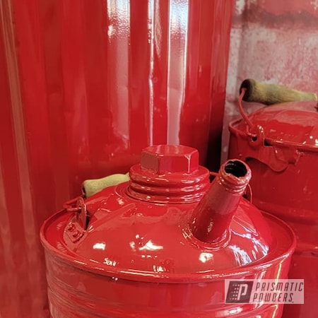Powder Coating: Vintage Cans,RAL 3002 Carmine Red,Gas Cans,Oil Cans,Vintage,Vintage Metal Cans