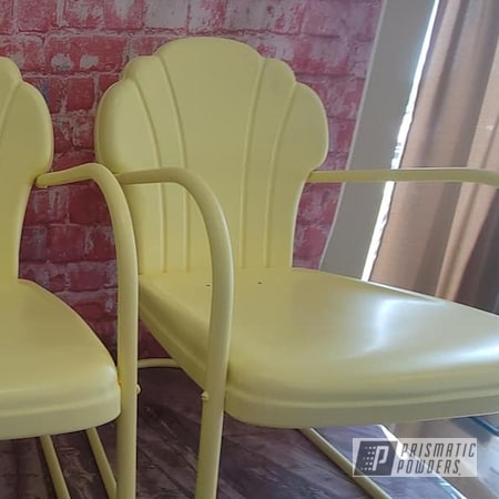 Powder Coating: BUTTERCUP PSB-2949,Outdoor Patio Furniture,Patio Chairs,vintage patio chair,Outdoor Chairs,Vintage Lawn Chairs,Custom Outdoor Furniture