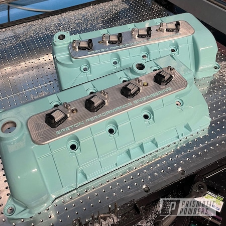 Powder Coating: Valve Cover,Sea Foam Green PSS-4063,Valve Covers,Automotive Parts,Ford,Clear Vision PPS-2974,Automotive
