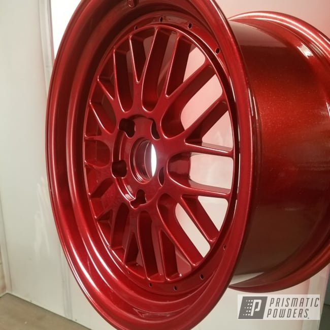 Red Bmw Wheels In Alien Silver And Racing Red Coating