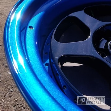 3 Piece Wheel Set Coated In Illusion Lite Blue, Gloss Black And Clear Vision