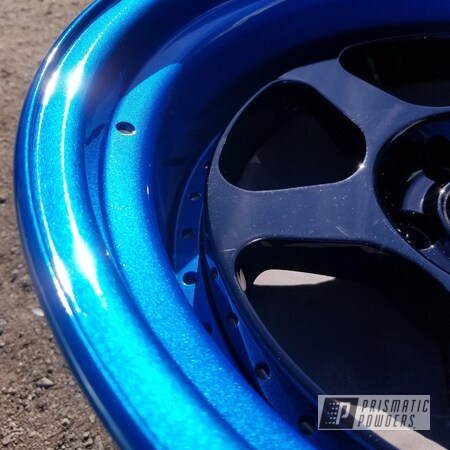 Powder Coating: 3 Piece Wheels,Clear Vision PPS-2974,Work Meisters Wheel,Illusion Lite Blue PMS-4621,Automotive,GLOSS BLACK USS-2603,Wheels