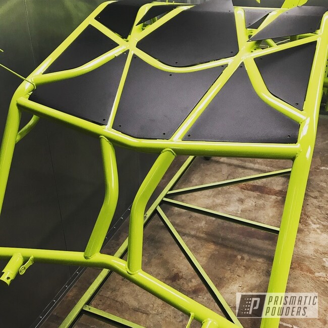 Rzr Roll Cage Coated In Chartreuse Sherbert