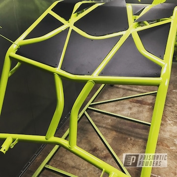 Rzr Roll Cage Coated In Chartreuse Sherbert