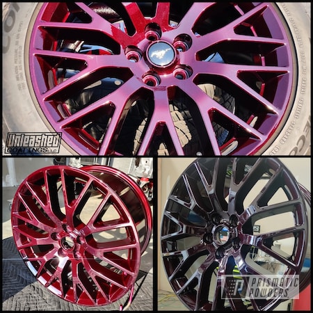 Powder Coating: Wheels,Clear Vision PPS-2974,Rims,2 stage,19" Aluminum Rims,Ford Mustang,Ford,Illusion Malbec PMB-6906