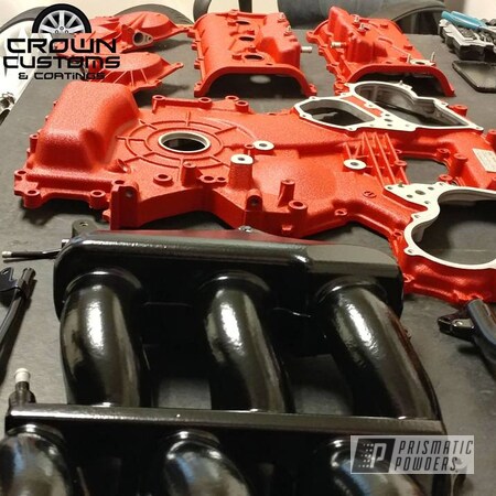 Powder Coating: Nissan,Nissan GTR Engine Components,GTR Covers,Nissan Valve Cover,Hacienda Red Wrinkle PWB-6450,Automotive