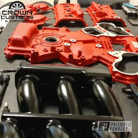 Powder Coating: Nissan,Nissan GTR Engine Components,GTR Covers,Nissan Valve Cover,Hacienda Red Wrinkle PWB-6450,Automotive