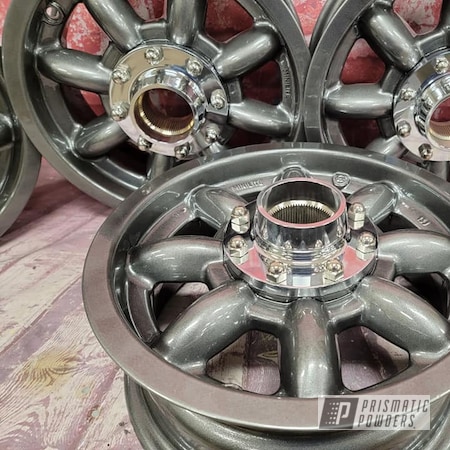 Powder Coating: Aluminum Wheels,13" Aluminum Rims,Rims,Austin Healey,Clear Vision PPS-2974,Automotive Wheels,Aluminum Rims,Kingsport Grey PMB-5027,Wheels