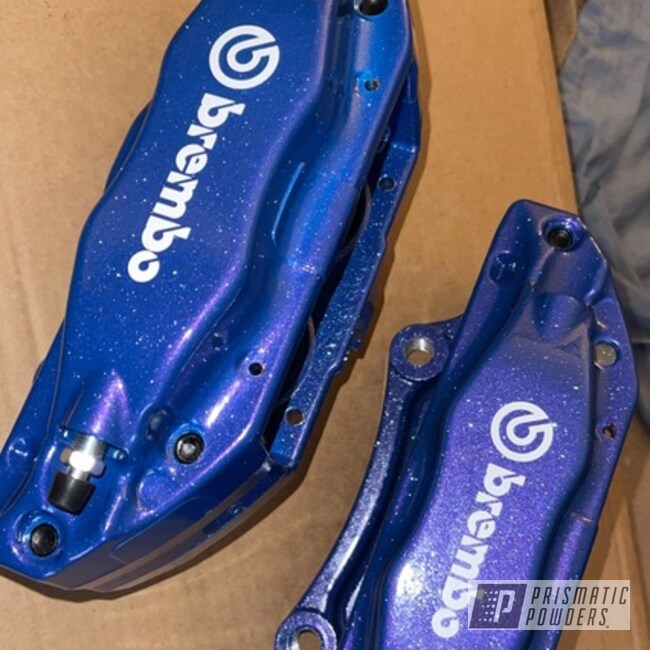 Brembo Brake Calipers Featuring Blueberry Red and Silver Sparkle