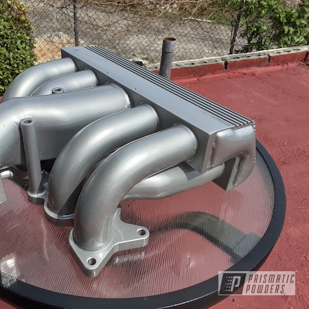 Powder Coating: Intake Manifold,Automotive,Clear Vision PPS-2974,Ford Supercharger,Alloy Silver PMS-4983,Automotive Parts