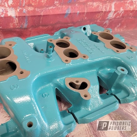 Powder Coating: Intake Manifold,Automotive,RAL 5018 Turquoise Blue,Automotive Parts,Pontiac