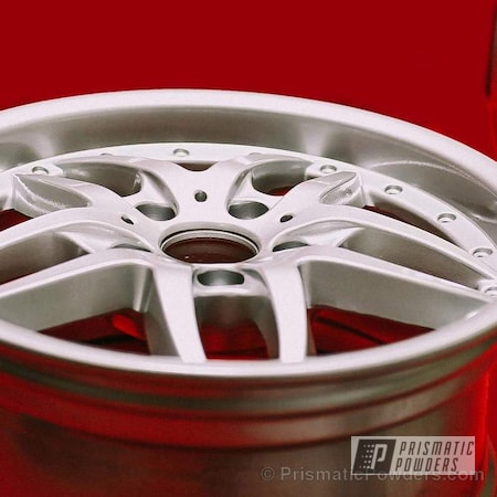 Powder Coating: Wheels,BMW Silver PMB-6525,Automotive,Clear Vision PPS-2974,Custom Wheels,Clear Coat Used,Solid Tone