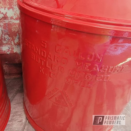 Powder Coating: Vintage Cans,RAL 3002 Carmine Red,Metal Cans,Oil Cans,Vintage