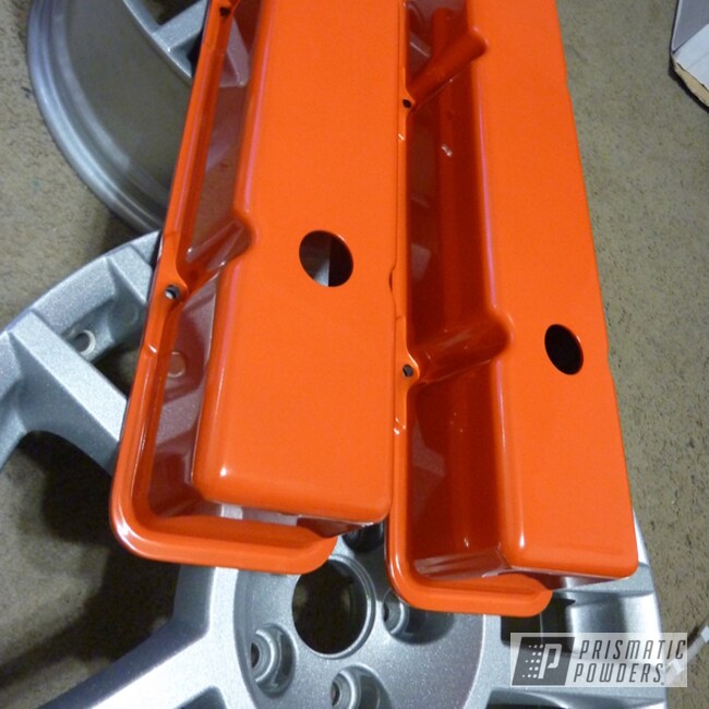 Solid Tone Engine Components Coated In Chevy Orange