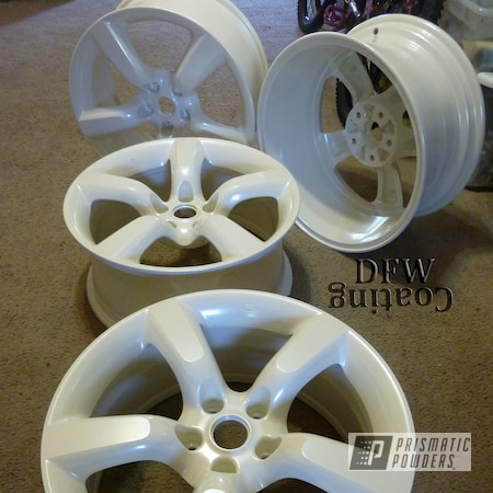 Powder Coating: Wheels,Color Match,Escalade White PMB-5977,Custom Powder Coated Wheels,350Z Wheels,Diamond Pearl Clear PPB-6631