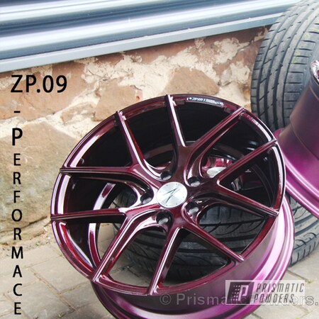 Powder Coating: Z-Performance ZP0,9,Clear Vision PPS-2974,Illusion Malbec PMB-6906,Automotive,Clear Coat Used,Wheels