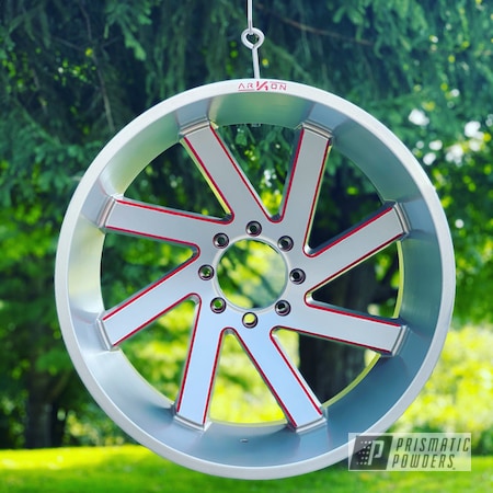 Powder Coating: Wheels,2 Tone,Rims,Dodge,Two Tone Wheels,Crushed Silver PMB-1544,24",Two Tone,Very Red PSS-4971,Two Toned