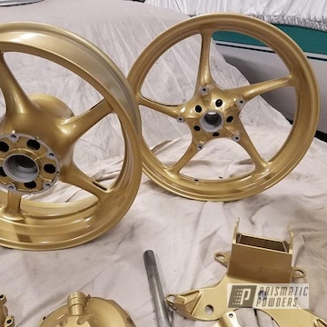 Spanish Gold And Clear Vision On These Motorcycle Wheels And Parts