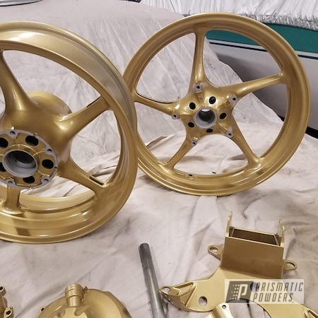 Powder Coating: Spanish Gold EMS-0940,Motorcycles,Clear Vision PPS-2974,Powder Coated Motorcycle Wheels