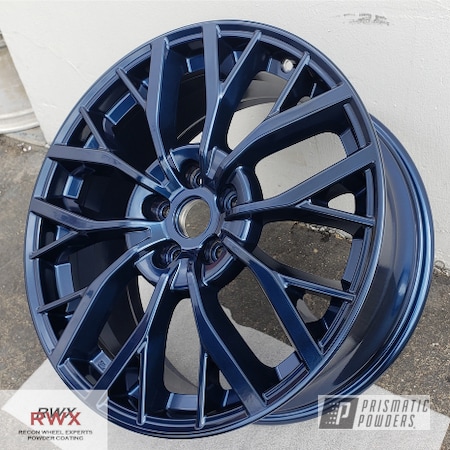 Powder Coating: Wheels,19" Wheels,Rims,powder coating,Powder Coated Wheels,Subaru,powder coated,Prismatic Powders,Recon Wheel Experts,Misty Midnight PMB-4239,Aluminum Wheels