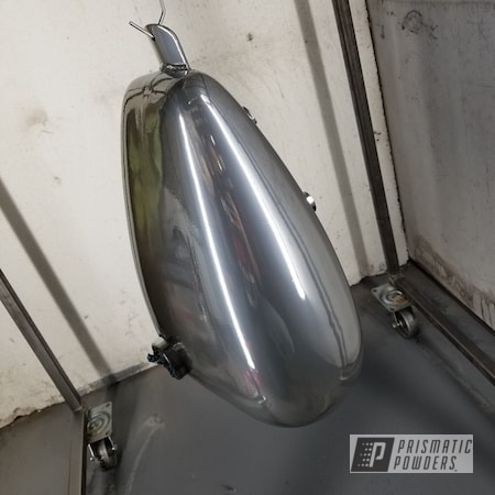 Powder Coating: Motorcycles,Clear Vision PPS-2974,SUPER CHROME USS-4482,Motorcycle Gas Tank
