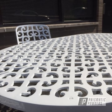 Refinished Patio Furniture Coated In Low Gloss White
