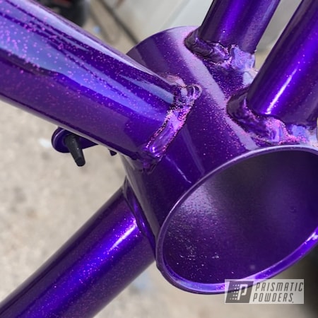 Powder Coating: Clear Vision PPS-2974,Super Chrome Plus UMS-10671,Bike,3 Color Application,Bike Parts,BMX,Pink Glitter PPB-6956,Bicycle Frame,Candy Purple PPS-4442