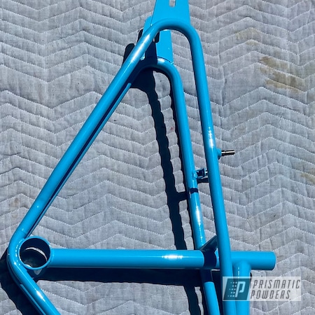 Powder Coating: Clear Vision PPS-2974,Bike,2 Stage Application,Throw Back Blue PSS-6844,Bike Parts,Bicycle,BMX,Bicycle Frame
