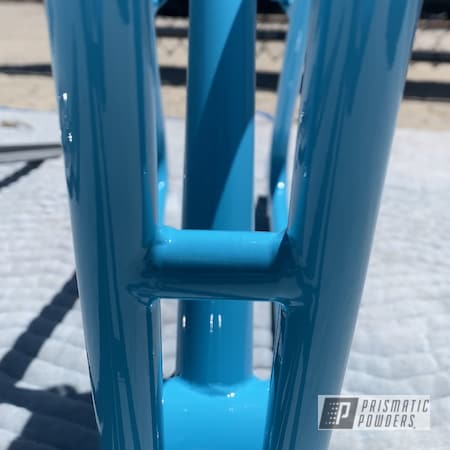 Powder Coating: 2 Stage Application,Bike,Bike Parts,Bicycle,Clear Vision PPS-2974,Throw Back Blue PSS-6844,BMX,Bicycle Frame