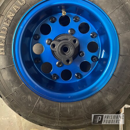 Powder Coating: Wheels,2 Color Application,POLISHED ALUMINUM HSS-2345,Rims,Honda,ANODIZED BLUE UPB-1394,2 stage,MONKEY