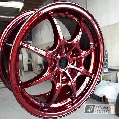 Powder Coating: Clear Vision,Custom Wheel,Illusion Cherry PMB-6905,Clear Vision PPS-2974,Automotive,Wheels