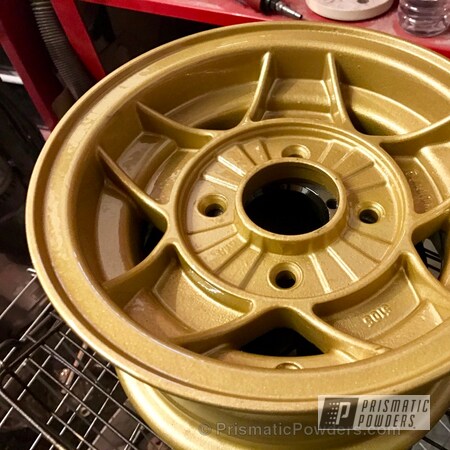 Powder Coating: Wheels,ATS Wheels,Automotive,Clear Vision PPS-2974,Clear Coat Used,Alloy Gold HMB-1589,Classic Mini Cooper,Solid Tone