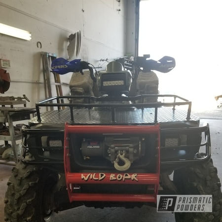 Powder Coating: Ink Black PSS-0106,Front Bumper/Grille Guard,Racer Red PSS-5649,Powder Coated ATV Brush Guard,Off-Road,ATV