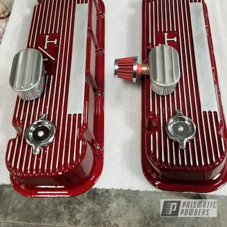 Powder Coating: Clear Vision PPS-2974,LOLLYPOP RED UPS-1506,Powder Coated Valve Covers