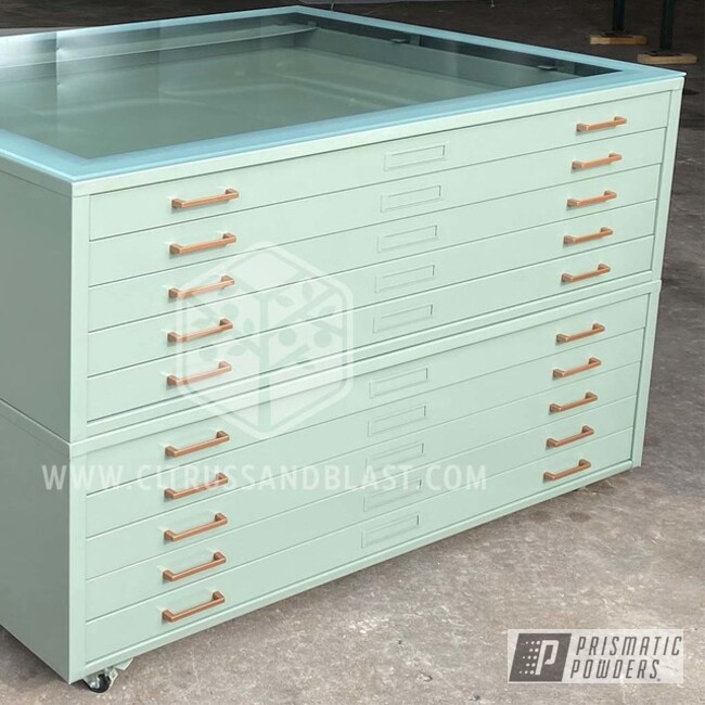 Powder Coated File Cabinet In Pmb-2562 And Ral-6019