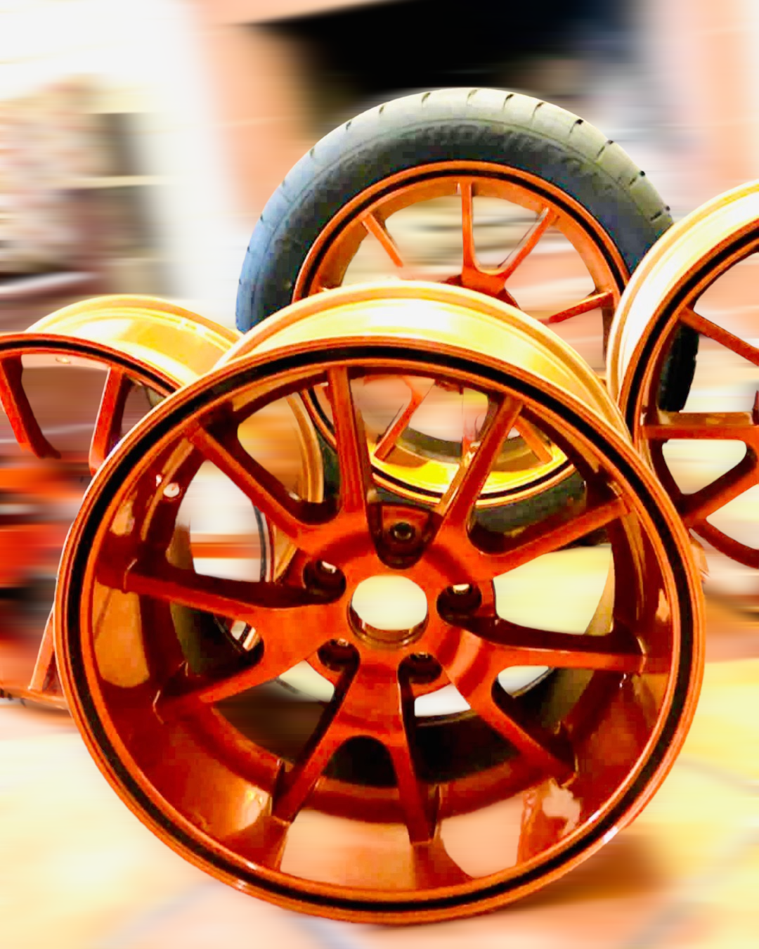 Two Tone Rays Rims Two Tone Wheels in Trans Copper II and Black Jack | Prismatic Powders