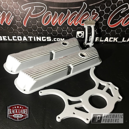 Powder Coating: Automotive,Valve Covers,Ultra Silver Texture PTB-4883,Vintage Ford Finned Valve Covers,Two Tone Wheels,Ford