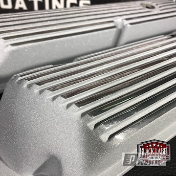 Ultra Silver Texture Applied To These Vintage Finned Ford Valve Covers