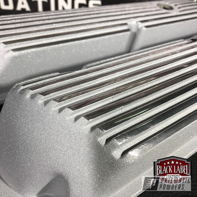 Ultra Silver Texture Applied To These Vintage Finned Ford Valve Covers