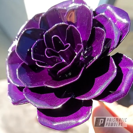 Powder Coating: Metal Flower,LOLLYPOP RED UPS-1506,3 Tone,Flowers,Flower,Shugga Thrillz UMB-10714,Metal Roses,Rose,Roses,Prismatic Universe PMB-10367,Illusion Purple PSB-4629,2 Stage Application,3 Color Application,Oil Rubbed Wrinkle EWB-0681,Lime Juice Green PMB-2304